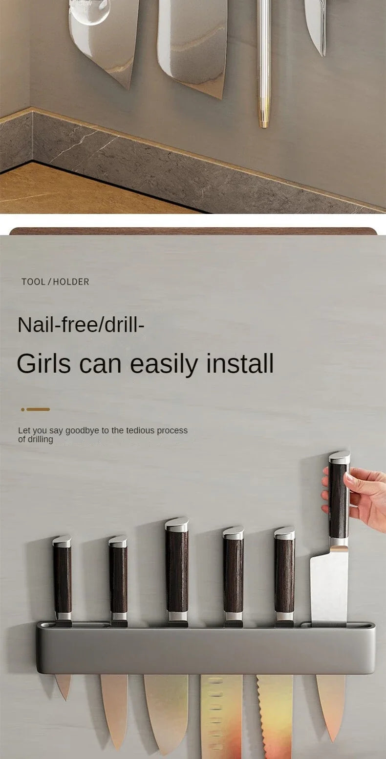 Kitchen Knife Organizer Wall Mounted Multifunctional Kitchen Knife Storage Rack Household Knife Storage Kitchen Storage Supplies