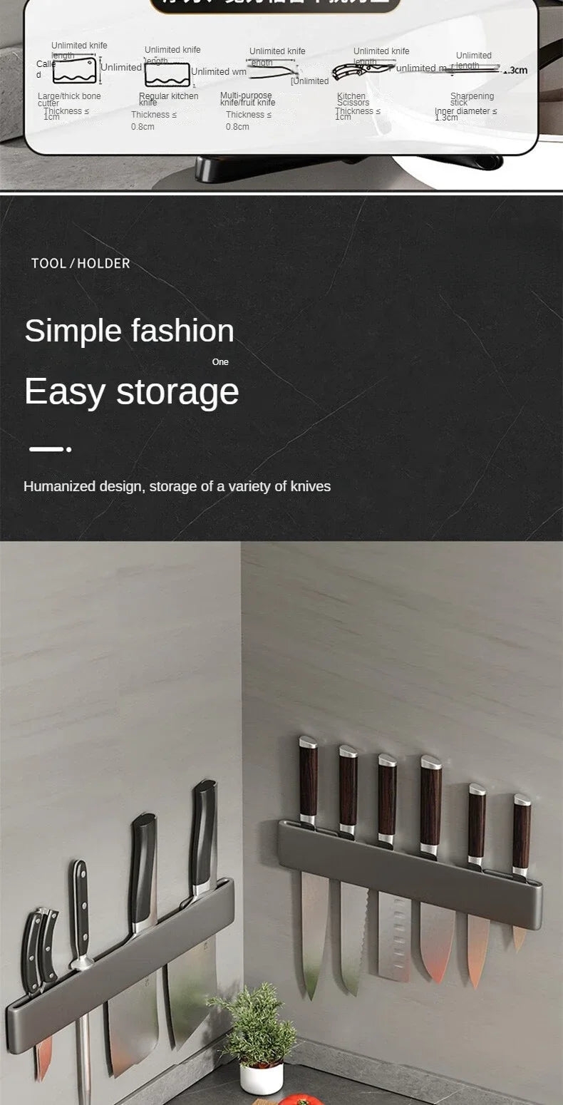 Kitchen Knife Organizer Wall Mounted Multifunctional Kitchen Knife Storage Rack Household Knife Storage Kitchen Storage Supplies