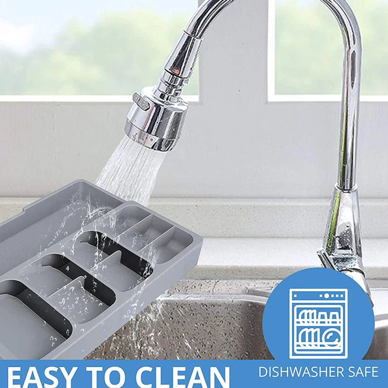 Multipurpose Angled Cutlery Drawer Organizer – Kitchen Utensil Tray