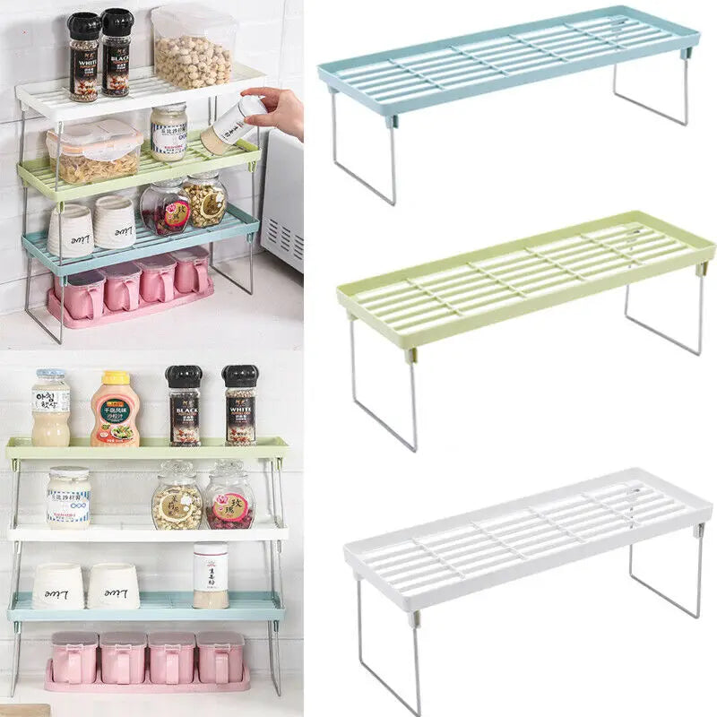 SpaceLift Stackable Cabinet Shelf Riser – Kitchen &amp; Closet Storage Organizer