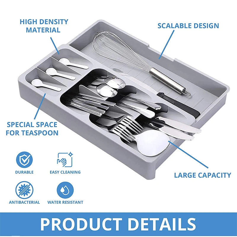 Multipurpose Angled Cutlery Drawer Organizer – Kitchen Utensil Tray