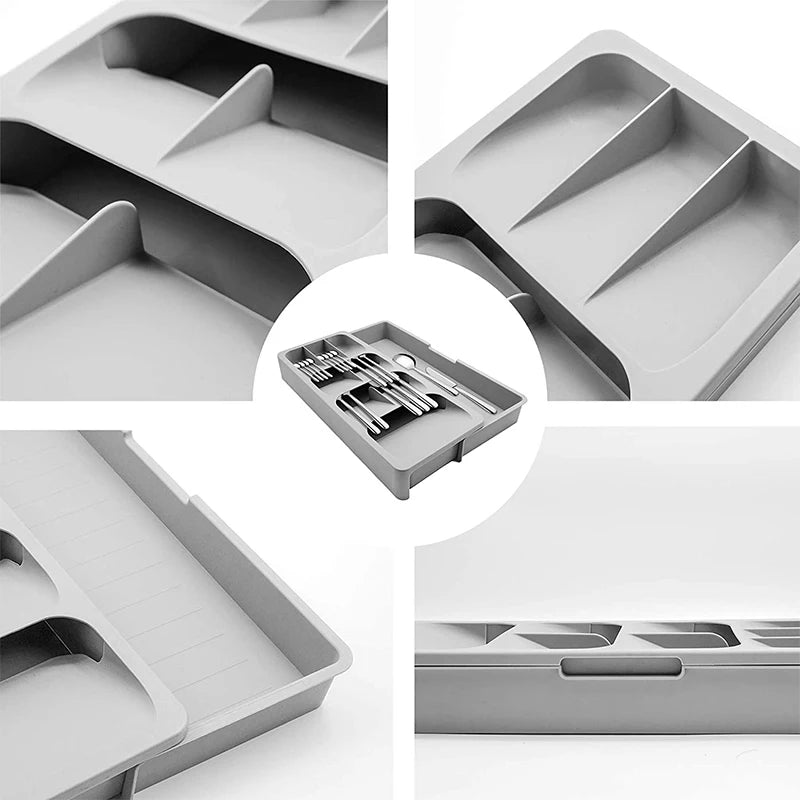 Multipurpose Angled Cutlery Drawer Organizer – Kitchen Utensil Tray
