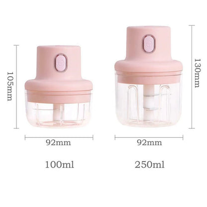 Mini Electric Garlic Chopper 100ml/250ml – USB Rechargeable Food Processor with Stainless Steel Blades, Portable Onion &amp; Vegetable Chopper for Kitchen, Baby Food &amp; Meal Prep