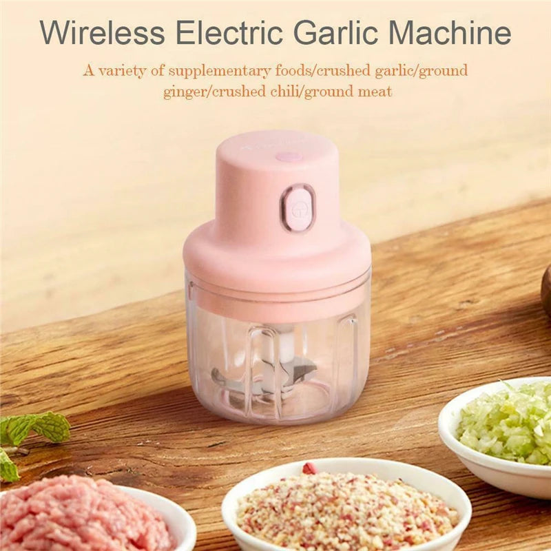 Mini Electric Garlic Chopper 100ml/250ml – USB Rechargeable Food Processor with Stainless Steel Blades, Portable Onion &amp; Vegetable Chopper for Kitchen, Baby Food &amp; Meal Prep