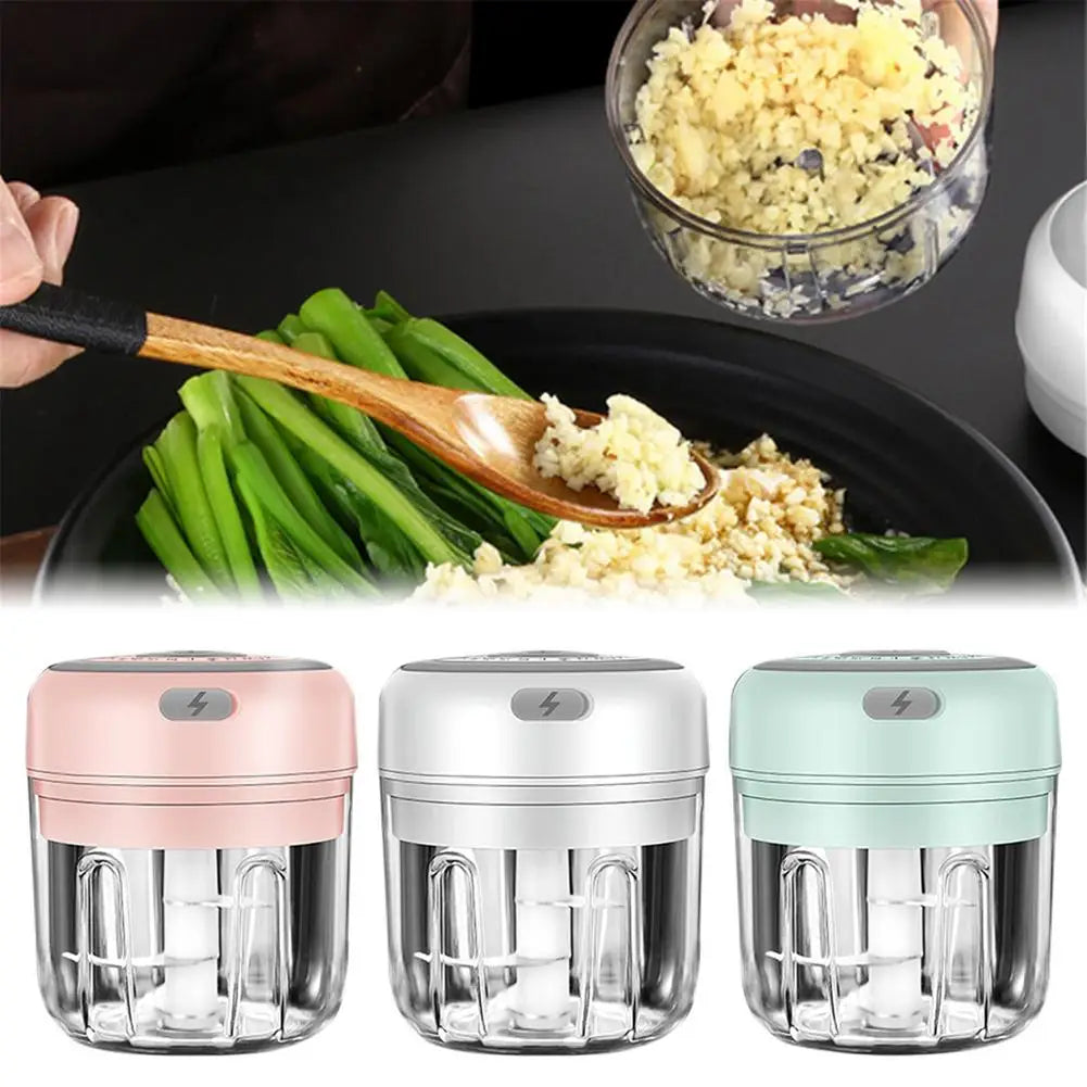 Mini Electric Garlic Chopper 100ml/250ml – USB Rechargeable Food Processor with Stainless Steel Blades, Portable Onion &amp; Vegetable Chopper for Kitchen, Baby Food &amp; Meal Prep