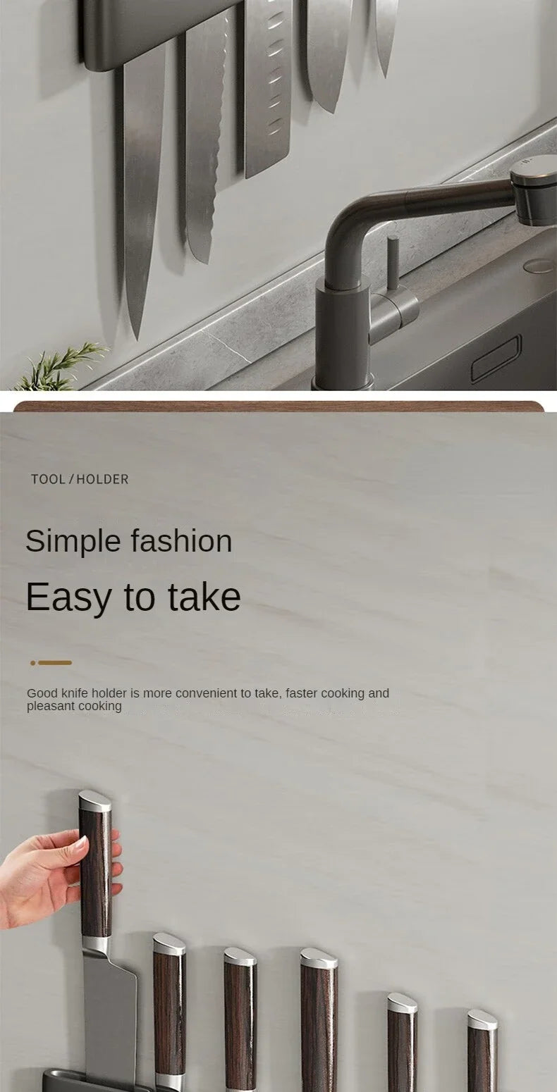 Kitchen Knife Organizer Wall Mounted Multifunctional Kitchen Knife Storage Rack Household Knife Storage Kitchen Storage Supplies