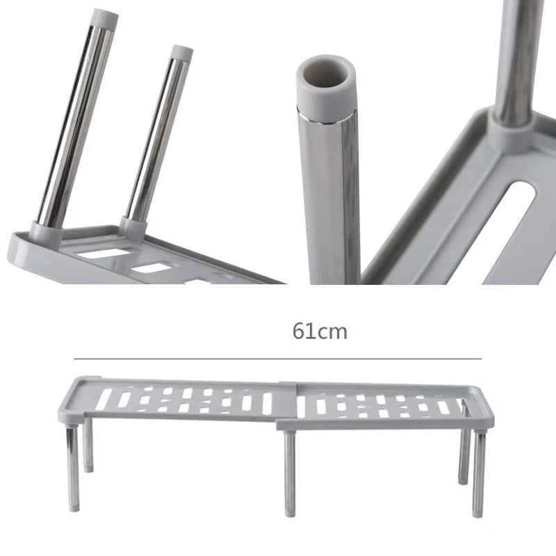 Kitchen Cabinet Counter Shelf Kitchen Organizer Racks Expandable Stackable Fit For Bathroom Under Sink Pantry Desktop Storage