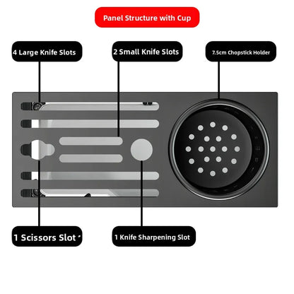 Kitchen Knife Ra Storage Holder Carbon Steel One-Piece Design Wall-Mounted No-Drilling Required for Chopstis And Utensils