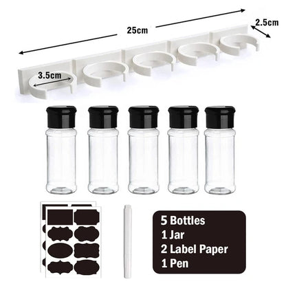 100ML Spice Jars Set Plastic Seasoning Shaker Bottles with Organizer Rack Eco-Friendly Kitchen Storage Condiment Salt Pepper Boxes