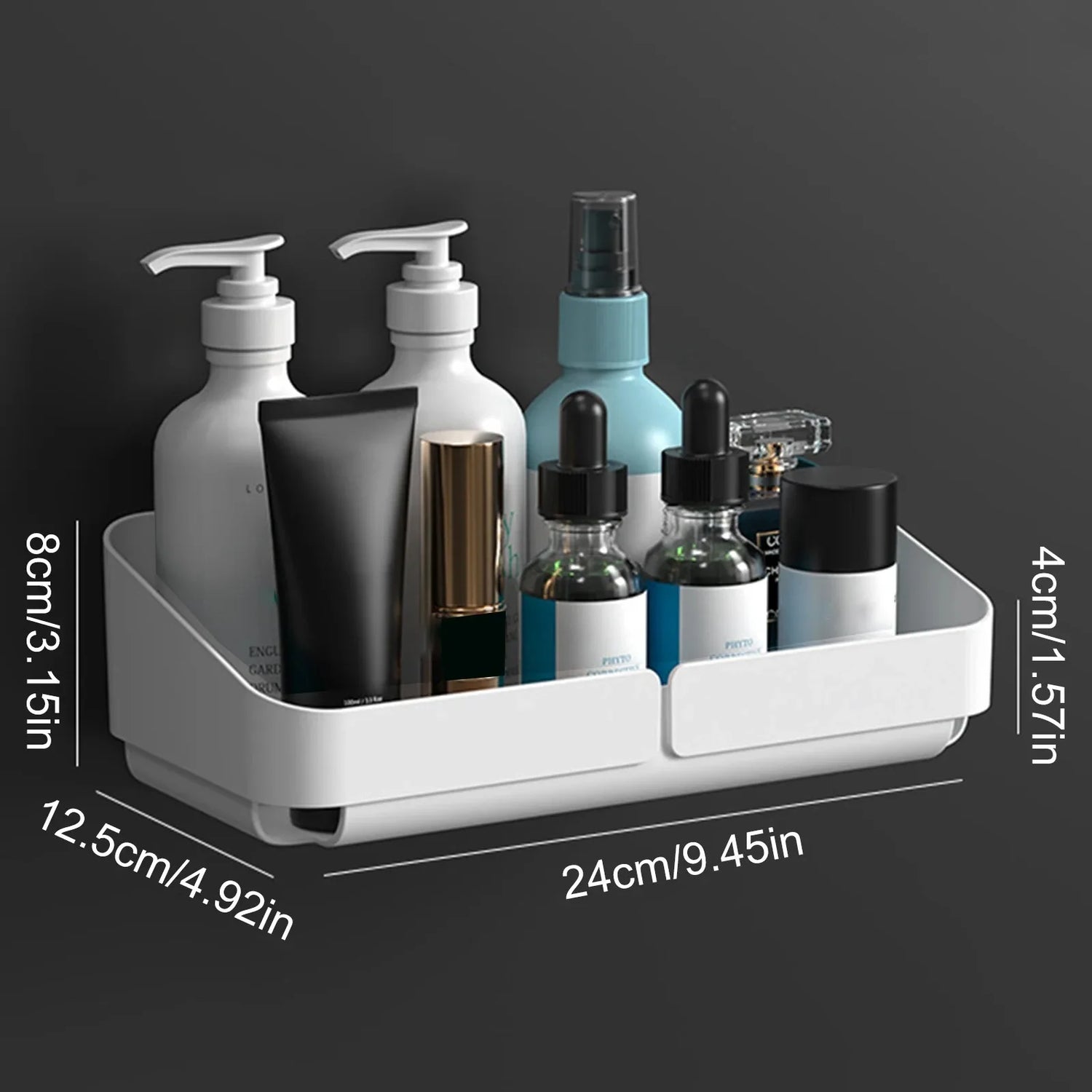 NOVAPRIME™ Wall-Mounted No-Drill Convenience Rack – Bathroom &amp; Kitchen Storage Shelf for Shampoo, Cosmetics, Spices &amp; Accessories