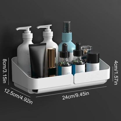 NOVAPRIME™ Wall-Mounted No-Drill Convenience Rack – Bathroom &amp; Kitchen Storage Shelf for Shampoo, Cosmetics, Spices &amp; Accessories