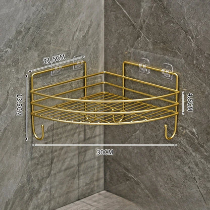 Bathroom Shelf Wall Mounted Corner Storage Shelves Shampoo Holder Cosmetic Rack Iron Shower Drain Basket Bathroom Organizer