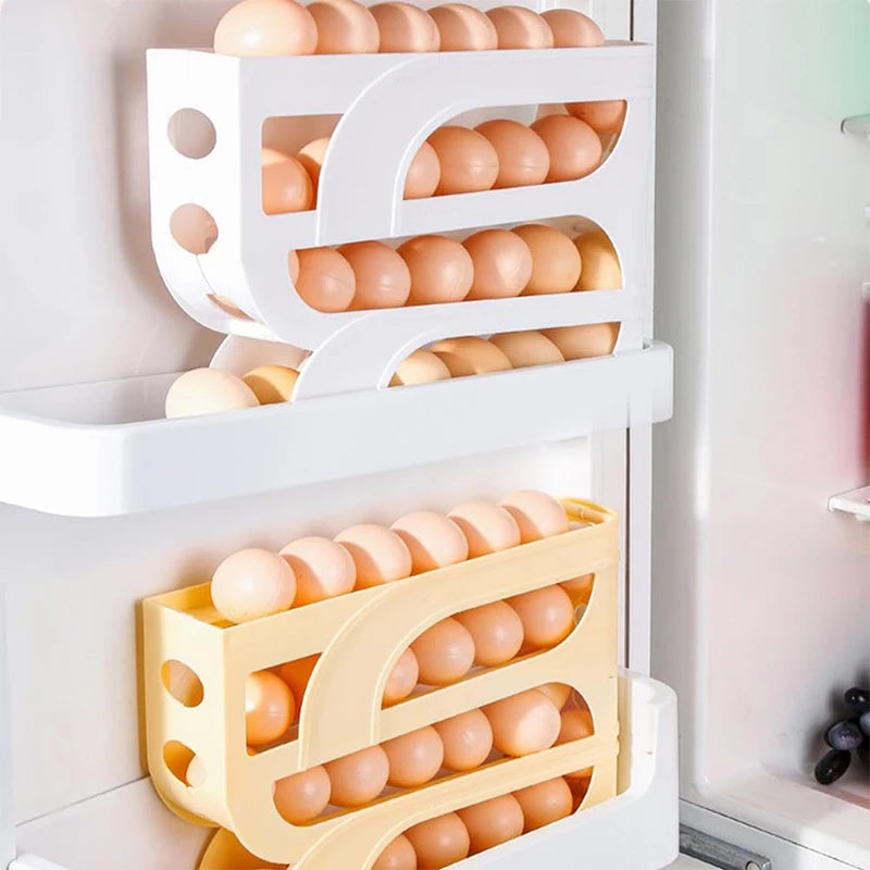 Automatic Rolling Egg Organizer – Space-Saving Fridge Storage Rack