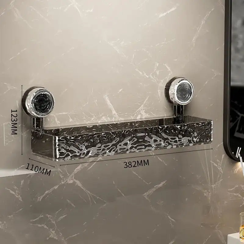 NOVAPRIME™ Wall-Mounted Suction Cup Storage Rack – Large Bathroom Shower Gel &amp; Accessory Organizer Basket for Shower, Shampoo &amp; Cosmetics