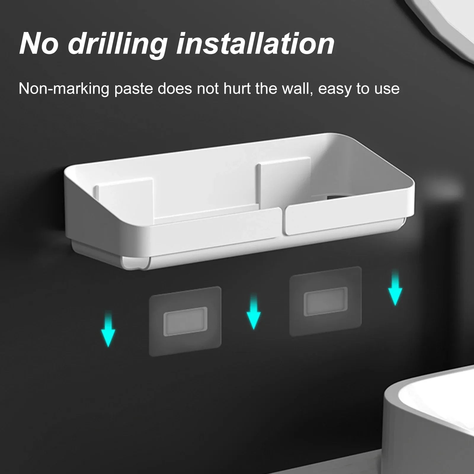 NOVAPRIME™ Wall-Mounted No-Drill Convenience Rack – Bathroom &amp; Kitchen Storage Shelf for Shampoo, Cosmetics, Spices &amp; Accessories