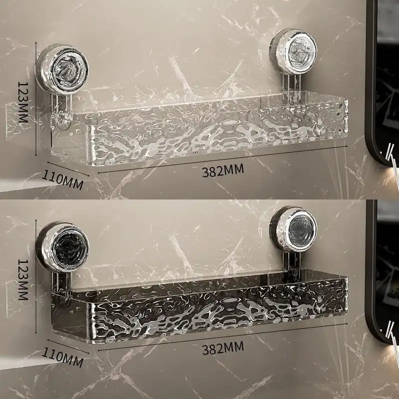 NOVAPRIME™ Wall-Mounted Suction Cup Storage Rack – Large Bathroom Shower Gel &amp; Accessory Organizer Basket for Shower, Shampoo &amp; Cosmetics