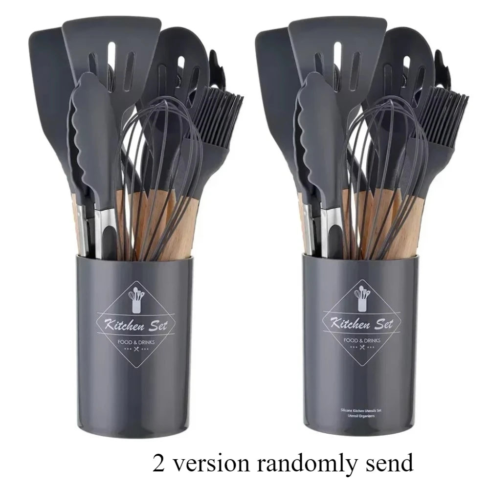 Premium Silicone Kitchen Utensil Set – 12-Piece Cooking Tools with Holder