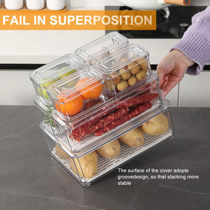 Stackable Refrigerator Organizer Bins with Lids