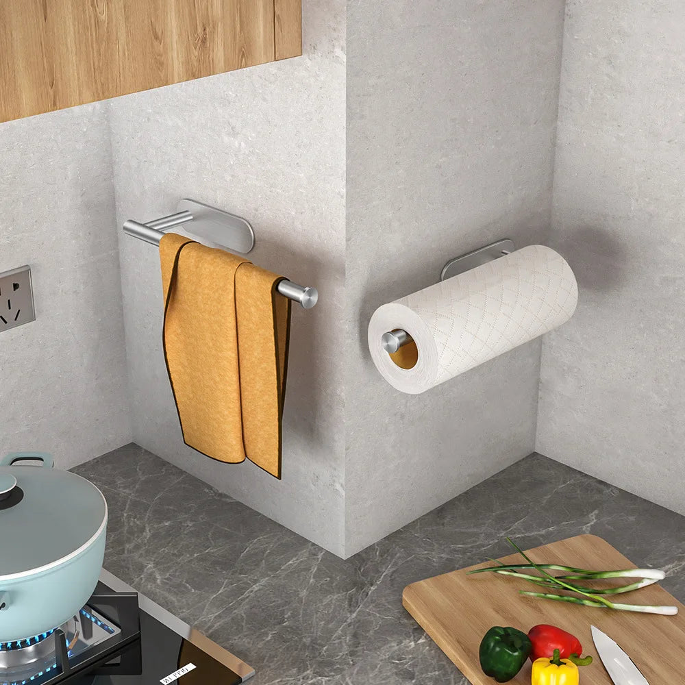 Drill-Free Adhesive Paper Towel Holder for Kitchen &amp; Bathroom
