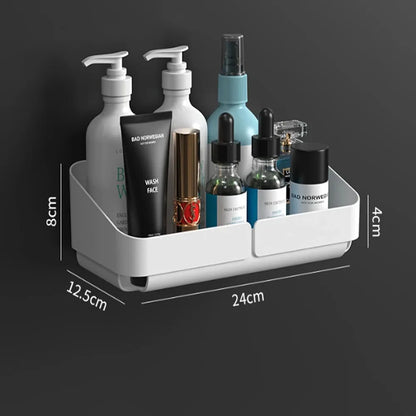 NOVAPRIME™ Wall-Mounted No-Drill Convenience Rack – Bathroom &amp; Kitchen Storage Shelf for Shampoo, Cosmetics, Spices &amp; Accessories