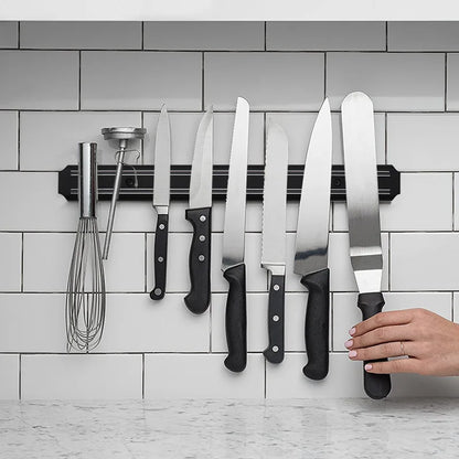 Wall-Mounted Magnetic Knife Holder Rack – Heavy-Duty Magnetic Strip with Shelf, Space-Saving Kitchen Storage for Knives, Tools &amp; Utensils