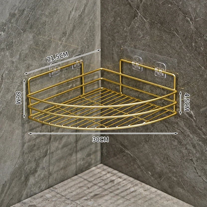 Bathroom Shelf Wall Mounted Corner Storage Shelves Shampoo Holder Cosmetic Rack Iron Shower Drain Basket Bathroom Organizer