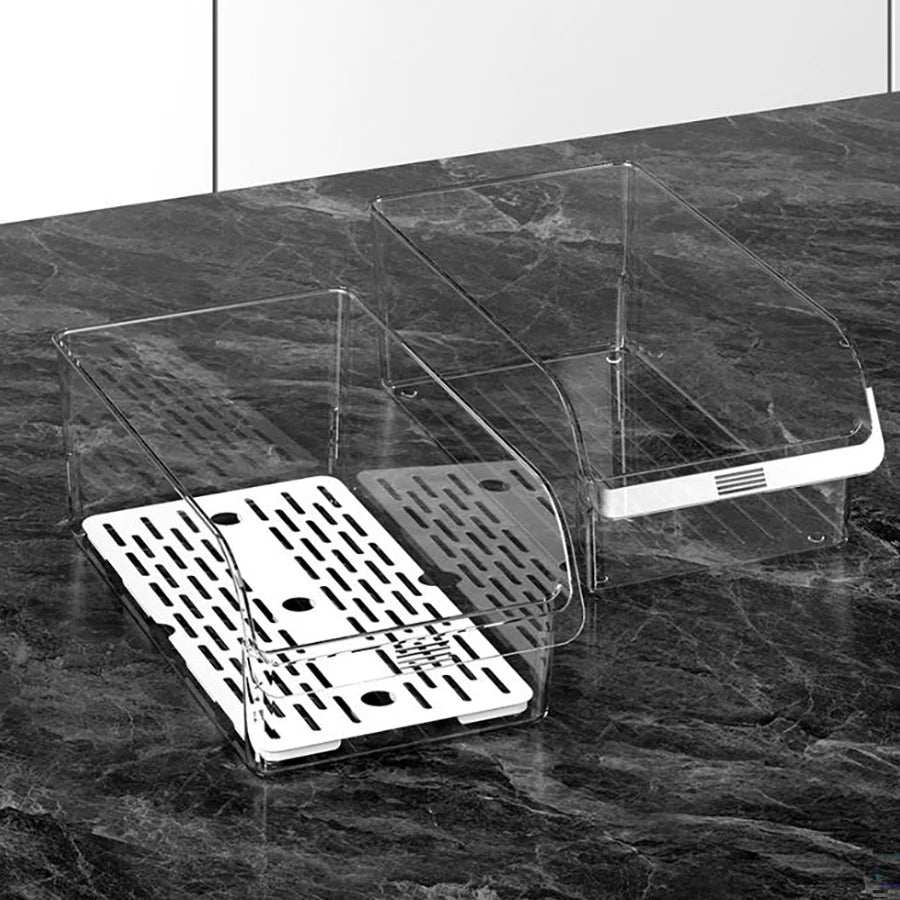 Clear Refrigerator Organizer with Drain Tray