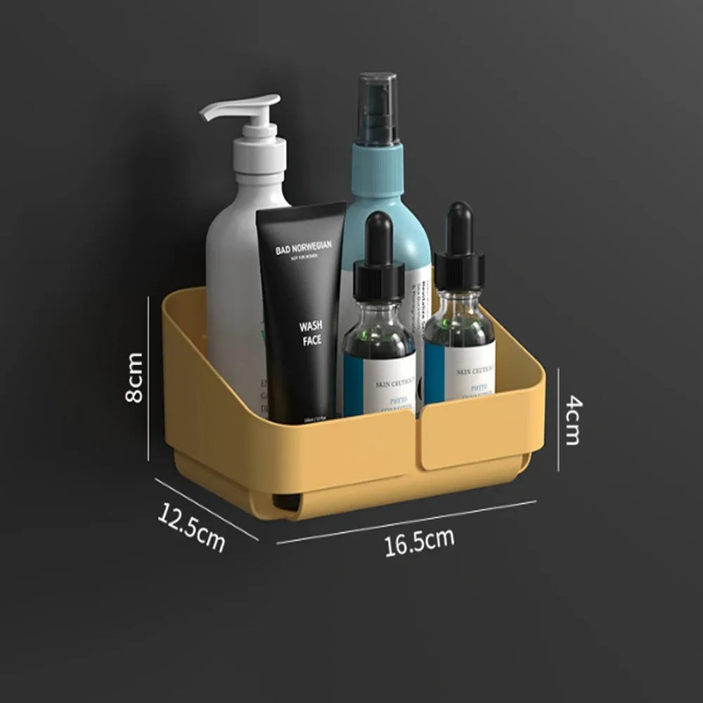 NOVAPRIME™ Wall-Mounted No-Drill Convenience Rack – Bathroom &amp; Kitchen Storage Shelf for Shampoo, Cosmetics, Spices &amp; Accessories