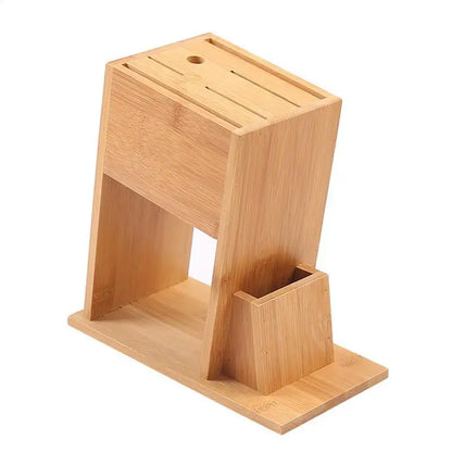 Premium Bamboo Knife Block Stand – 7-Slot Kitchen Knife Holder