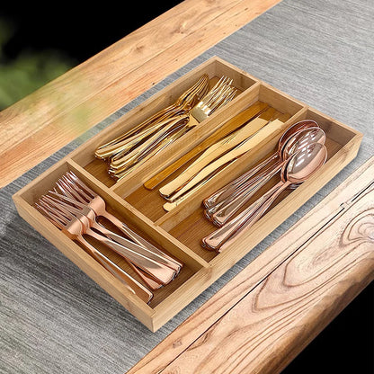 Expandable Bamboo Drawer Organizer – Adjustable Cutlery Tray for a Clutter-Free Kitchen
