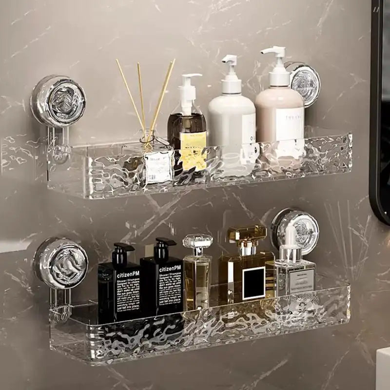 NOVAPRIME™ Wall-Mounted Suction Cup Storage Rack – Large Bathroom Shower Gel &amp; Accessory Organizer Basket for Shower, Shampoo &amp; Cosmetics