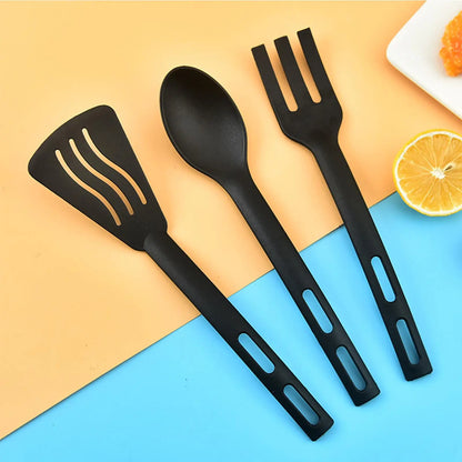 NOVAPRIME™ Premium Nylon Kitchen Utensil Set (3-Piece) – Heat-Resistant Non-Stick Spatula, Spoon &amp; Turner with Ergonomic Handles