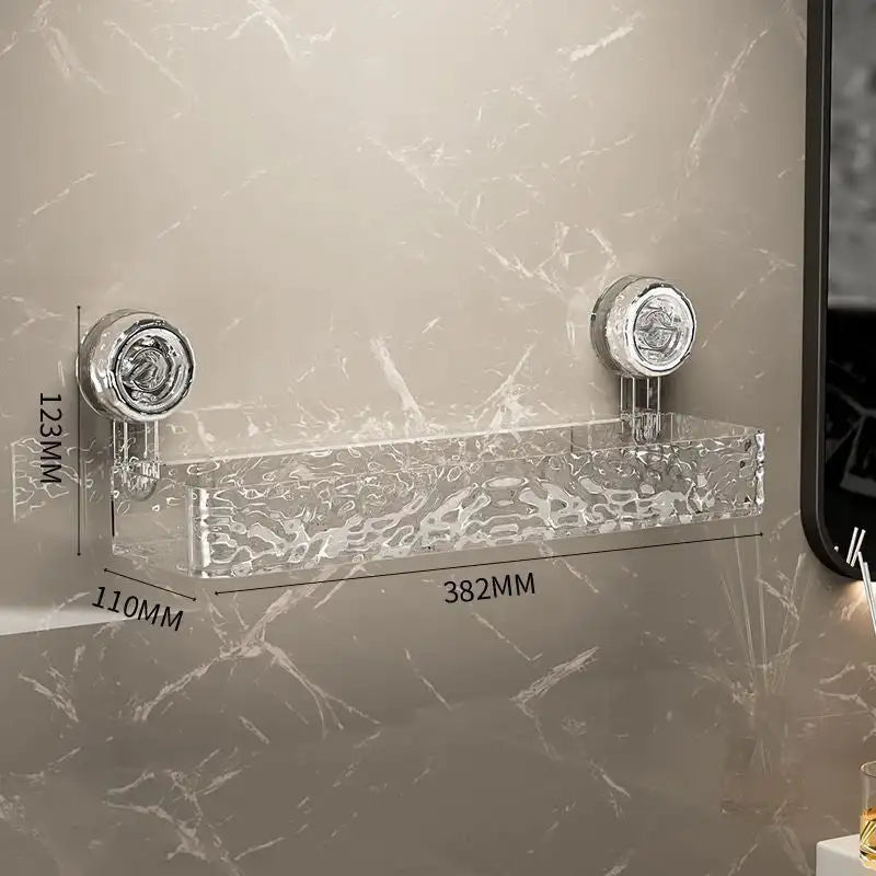 NOVAPRIME™ Wall-Mounted Suction Cup Storage Rack – Large Bathroom Shower Gel &amp; Accessory Organizer Basket for Shower, Shampoo &amp; Cosmetics