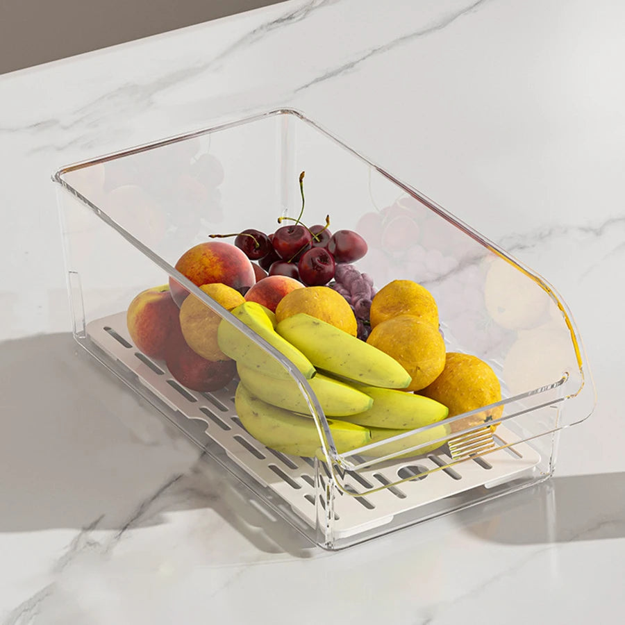 Clear Refrigerator Organizer with Drain Tray