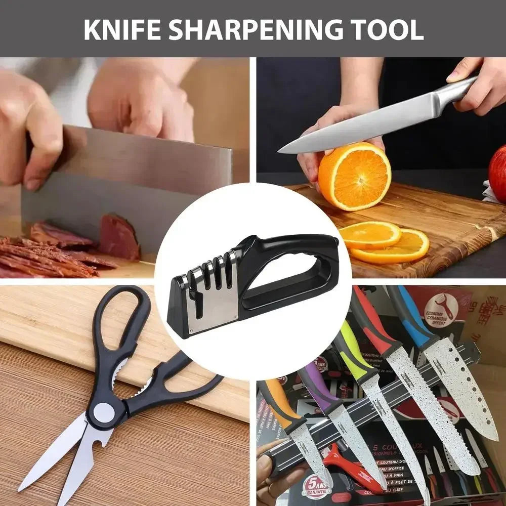 4-Segment Knife Sharpener with Non-Slip Base – Premium Kitchen Knife Honing &amp; Sharpening Tool for Chef, Steak &amp; Utility Knives