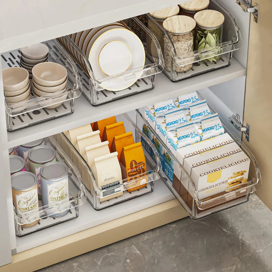 Clear Refrigerator Organizer with Drain Tray