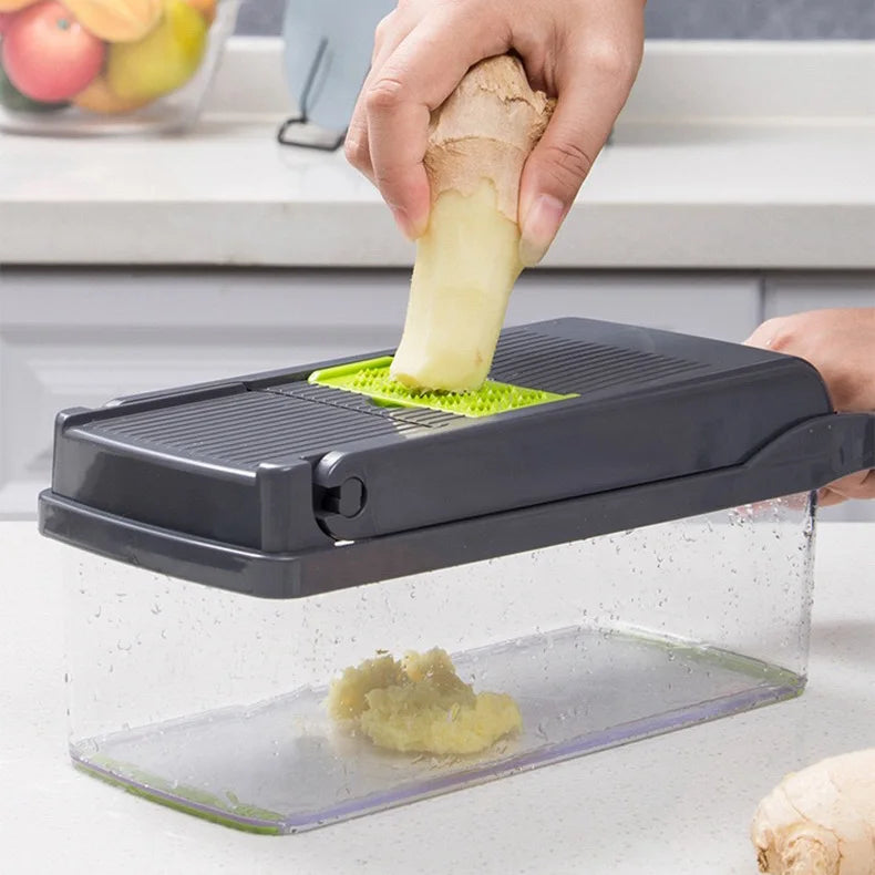 16-in-1 Multifunction Vegetable Chopper &amp; Mandoline Slicer – All-in-One Kitchen Cutting Tool with Interchangeable Blades, Onion Dicer, Food Slicer &amp; Prep Container