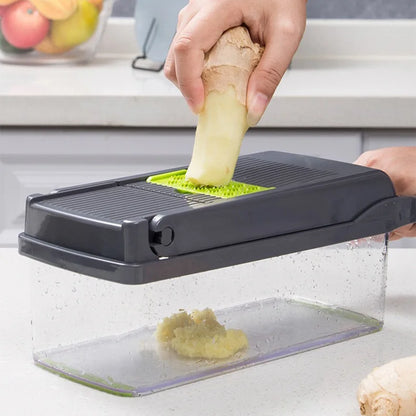 16-in-1 Multifunction Vegetable Chopper &amp; Mandoline Slicer – All-in-One Kitchen Cutting Tool with Interchangeable Blades, Onion Dicer, Food Slicer &amp; Prep Container