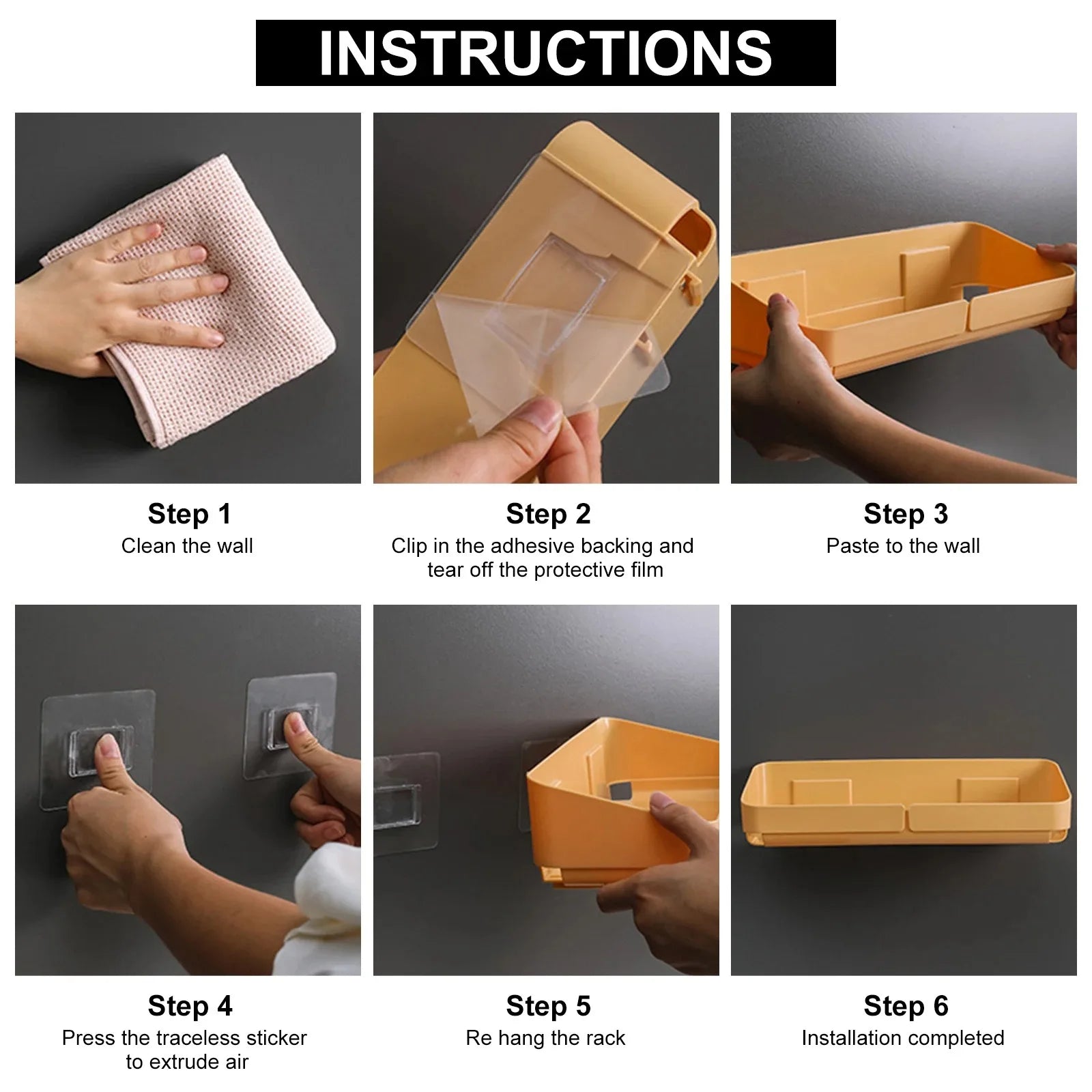 NOVAPRIME™ Wall-Mounted No-Drill Convenience Rack – Bathroom &amp; Kitchen Storage Shelf for Shampoo, Cosmetics, Spices &amp; Accessories