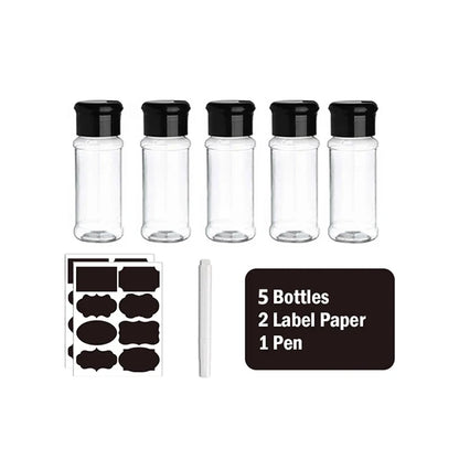 100ML Spice Jars Set Plastic Seasoning Shaker Bottles with Organizer Rack Eco-Friendly Kitchen Storage Condiment Salt Pepper Boxes