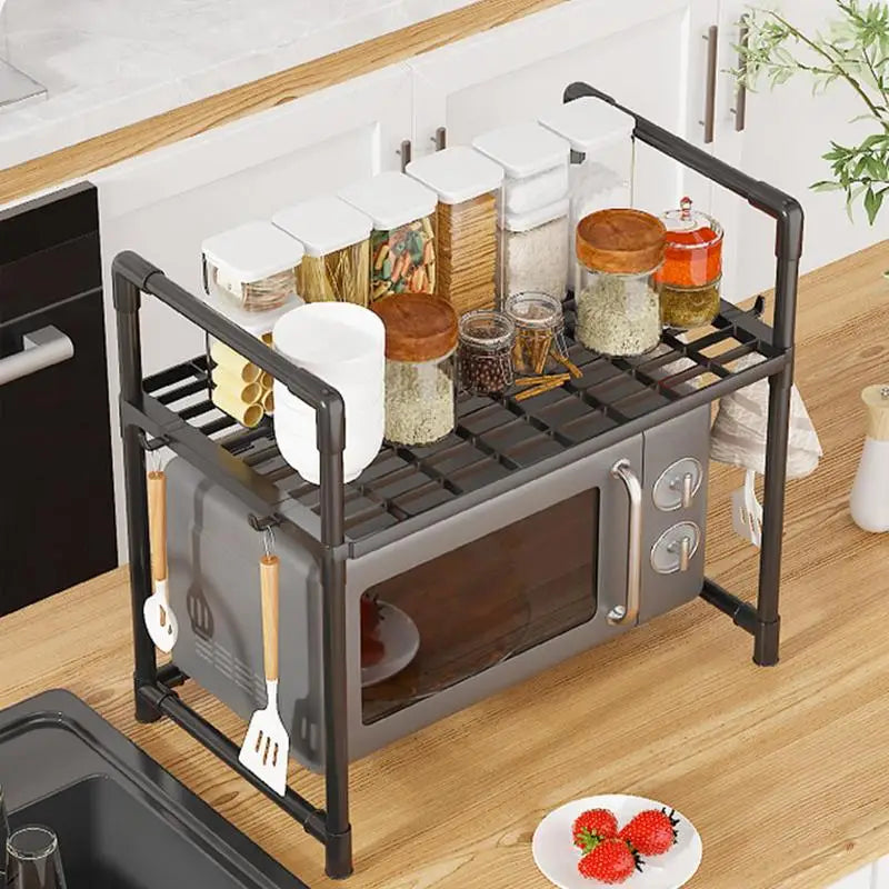 Kitchen Storage Rack Multi-Layer Microwave Rack Adjustable Standing Countertop Condiment Oven Organizer Shelf Kitchen Accessorie