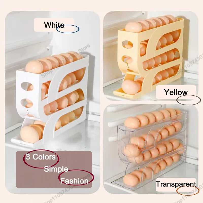 Automatic Rolling Egg Organizer – Space-Saving Fridge Storage Rack