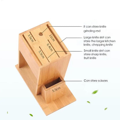 Premium Bamboo Knife Block Stand – 7-Slot Kitchen Knife Holder