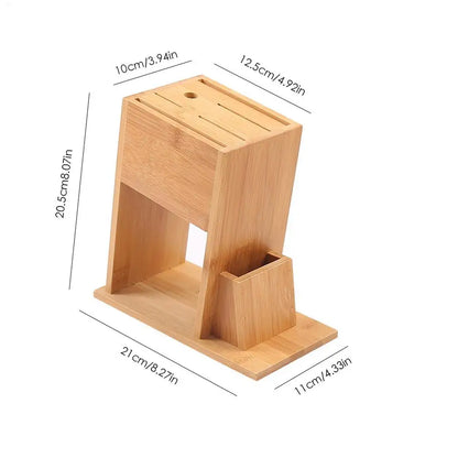 Premium Bamboo Knife Block Stand – 7-Slot Kitchen Knife Holder