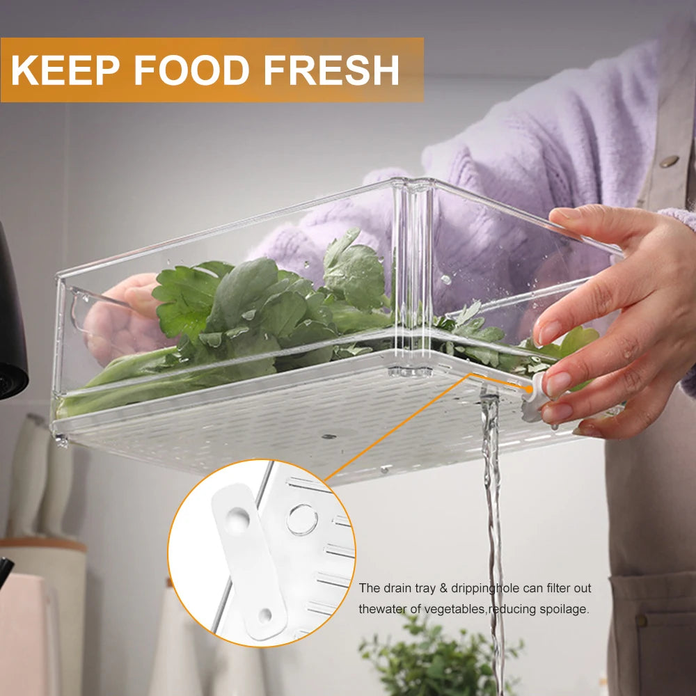 Stackable Refrigerator Organizer Bins with Lids