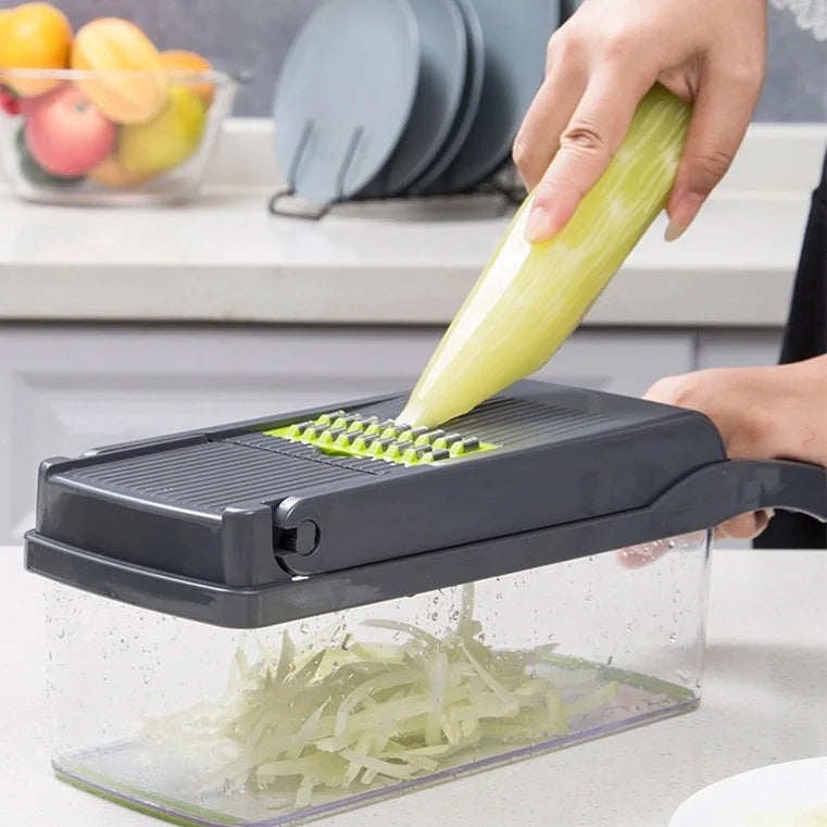 16-in-1 Multifunction Vegetable Chopper &amp; Mandoline Slicer – All-in-One Kitchen Cutting Tool with Interchangeable Blades, Onion Dicer, Food Slicer &amp; Prep Container