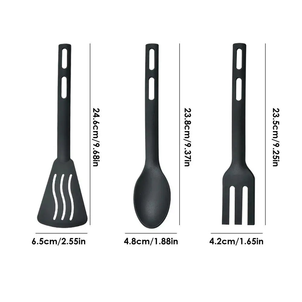 NOVAPRIME™ Premium Nylon Kitchen Utensil Set (3-Piece) – Heat-Resistant Non-Stick Spatula, Spoon &amp; Turner with Ergonomic Handles