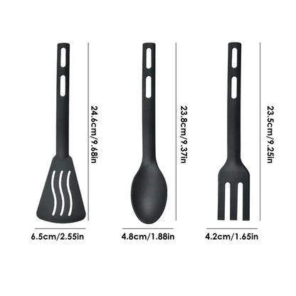 NOVAPRIME™ Premium Nylon Kitchen Utensil Set (3-Piece) – Heat-Resistant Non-Stick Spatula, Spoon &amp; Turner with Ergonomic Handles