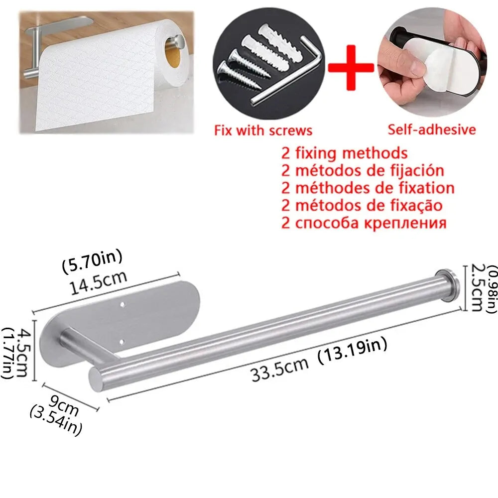 Drill-Free Adhesive Paper Towel Holder for Kitchen &amp; Bathroom