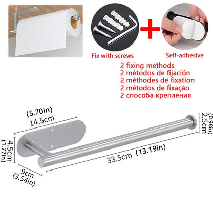 Drill-Free Adhesive Paper Towel Holder for Kitchen &amp; Bathroom